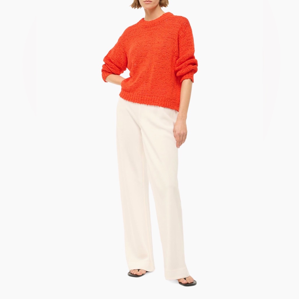 Staud Cala Stretch-Cotton Sweater, Cayenne, Xl